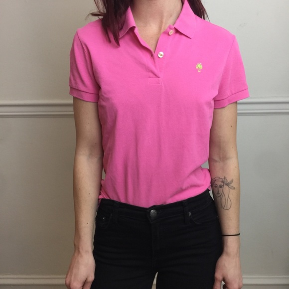 Lilly Pulitzer Pink Cotton Polo Shirt Top Blouse - Picture 2 of 8